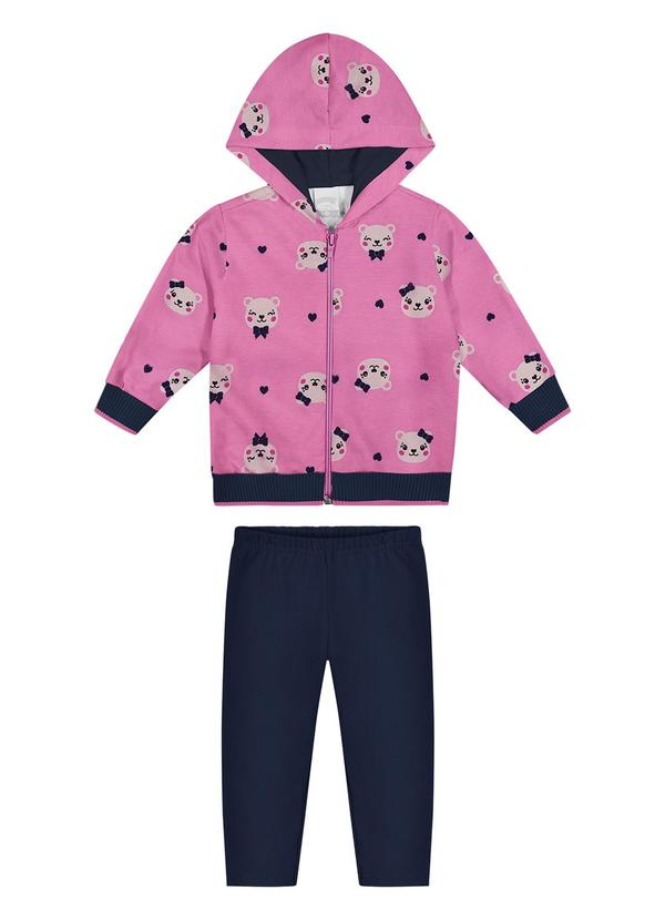 Conjunto Bebê com Jaqueta e Calça Legging Rosa