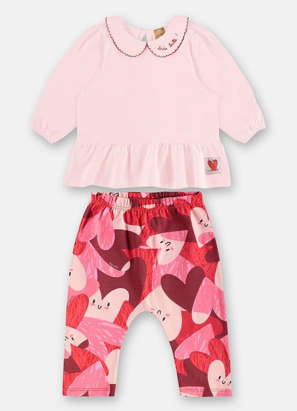 Conjunto Bebê Cotton Rosa