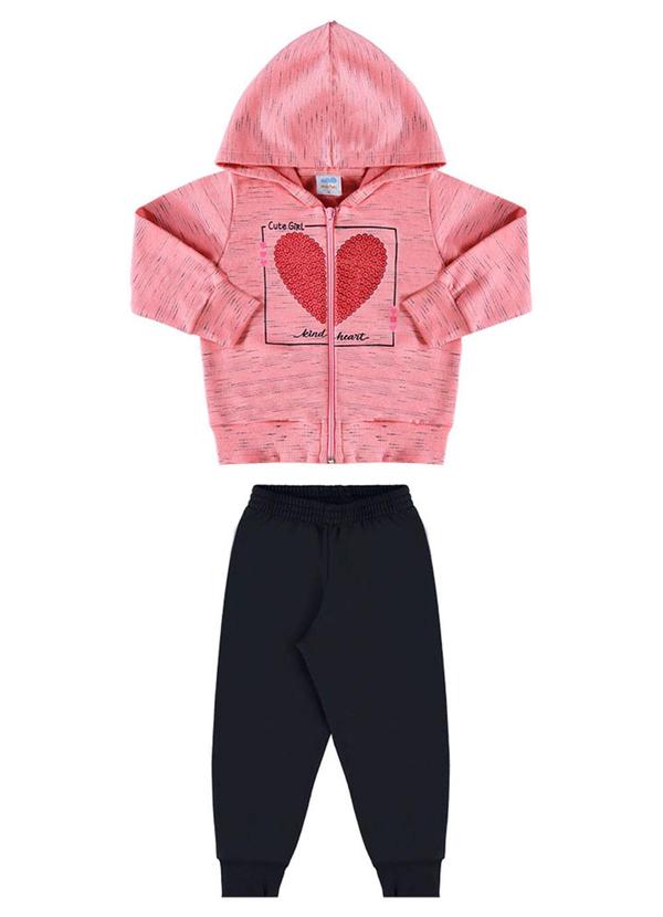 Conjunto Bebê Jaqueta e Calça Coração Baby Rosa