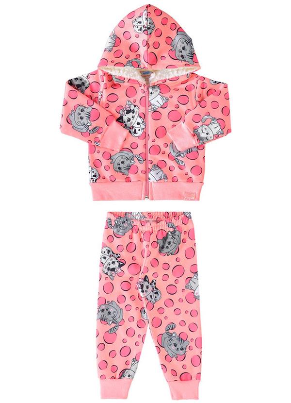Conjunto Bebê Jaqueta e Calça Gatinhos Rosa