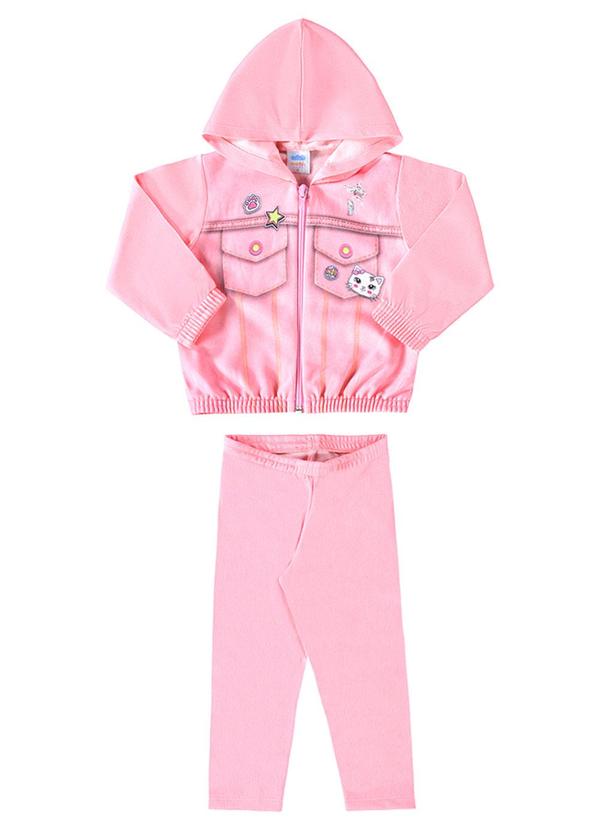 Conjunto Bebê Jaqueta e Legging Jeans Baby Rosa