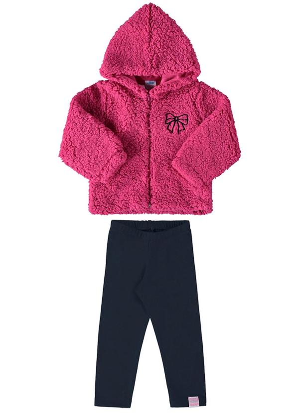 Conjunto Bebê Jaqueta Sherpa e Legging Baby Rosa