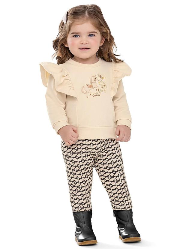 Conjunto Bebê Menina Babados Cavalinho Bege