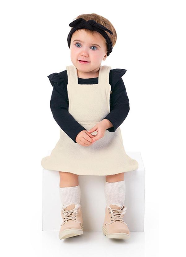 Conjunto Bebê Menina Body e Salopete Baby Preto