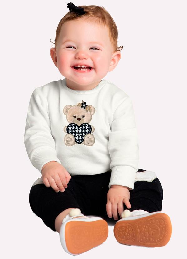 Vista 2 Conjunto Bebê Menina Bordado Preto Milon Milon