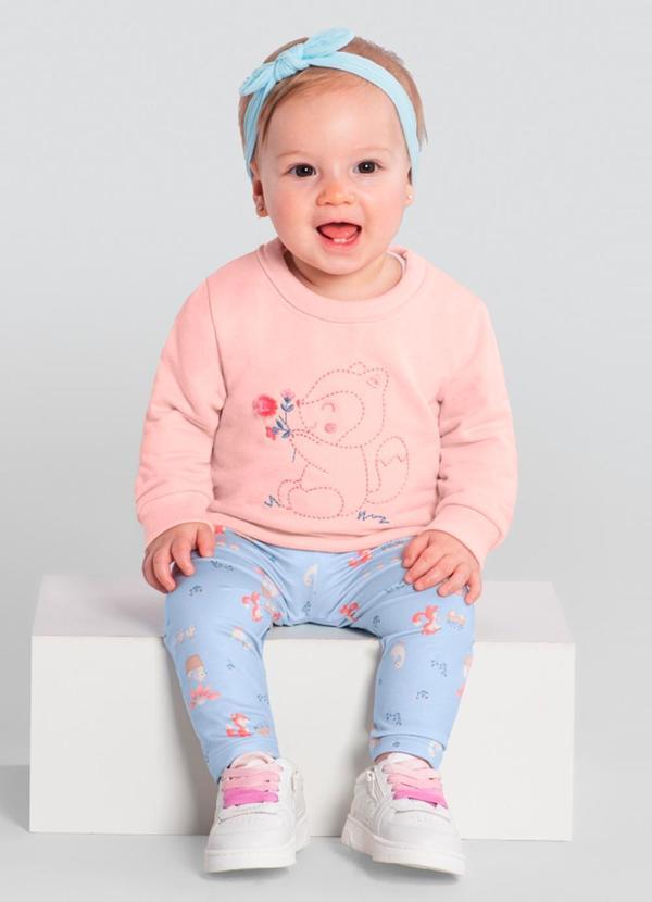 Vista 2 Conjunto Bebê Menina de Esquilinho Rosa Brandili Baby Brandili Baby