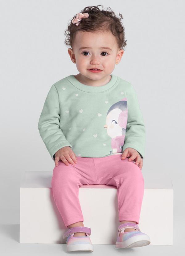 Vista 2 Conjunto Bebê Menina de Pinguim Verde Brandili Brandili