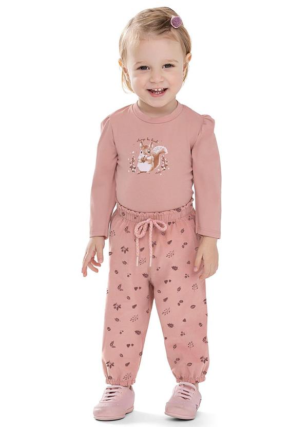 Conjunto Bebê Menina Estampa Esquilo Rosa