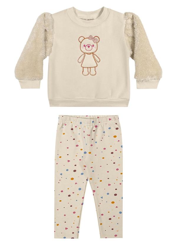 Conjunto Bebê Menina Peluciado Ursinha Bege