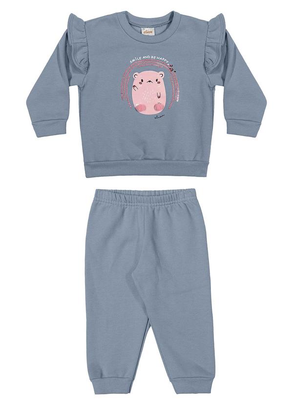 Conjunto Bebê Menina Ursinho com Pompom Azul