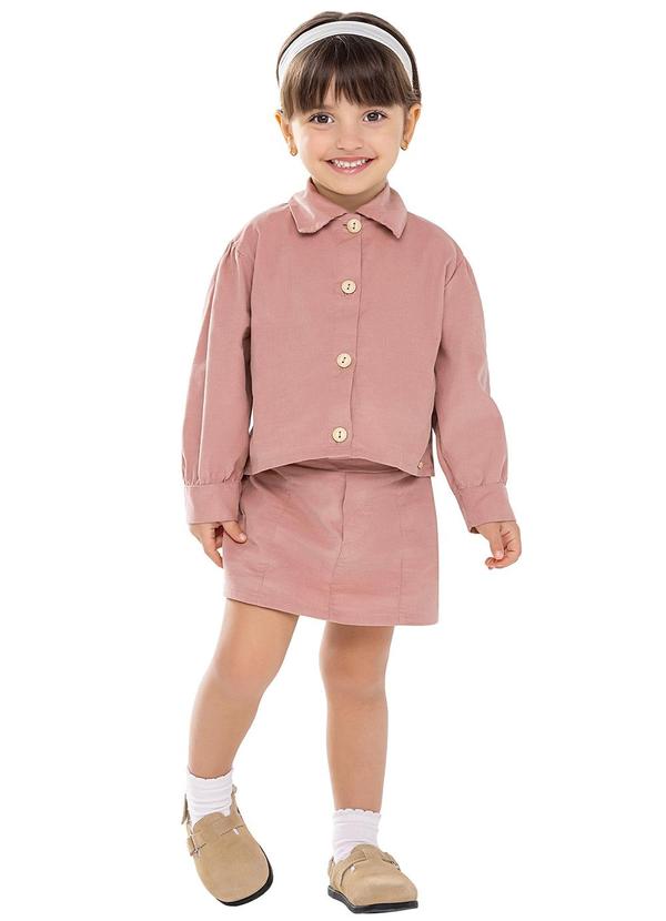 Conjunto Bebê Menina Veludo Cotelê Rosa