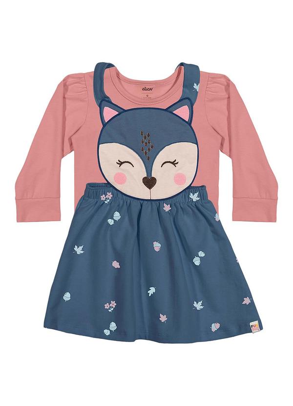 Conjunto Bebê Vestido e Blusa Raposa Azul