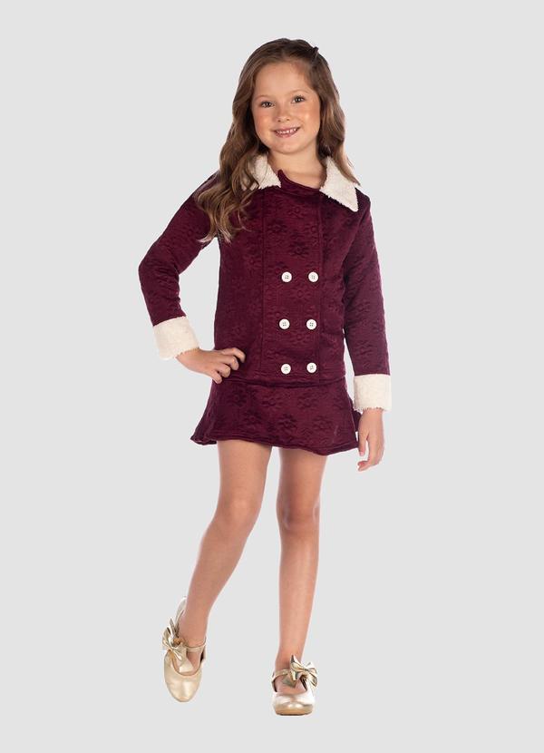 Conjunto Blazer e Saia Godê Jacquard Vermelho