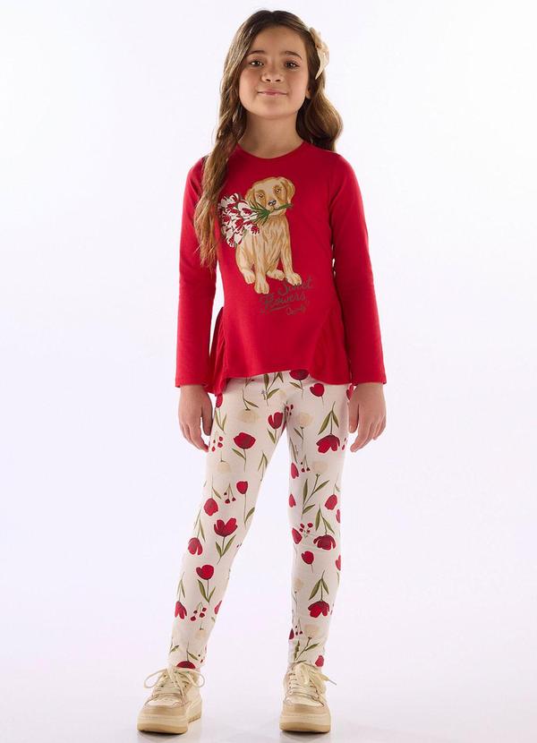 Conjunto Blusa Babado e Legging Vermelho