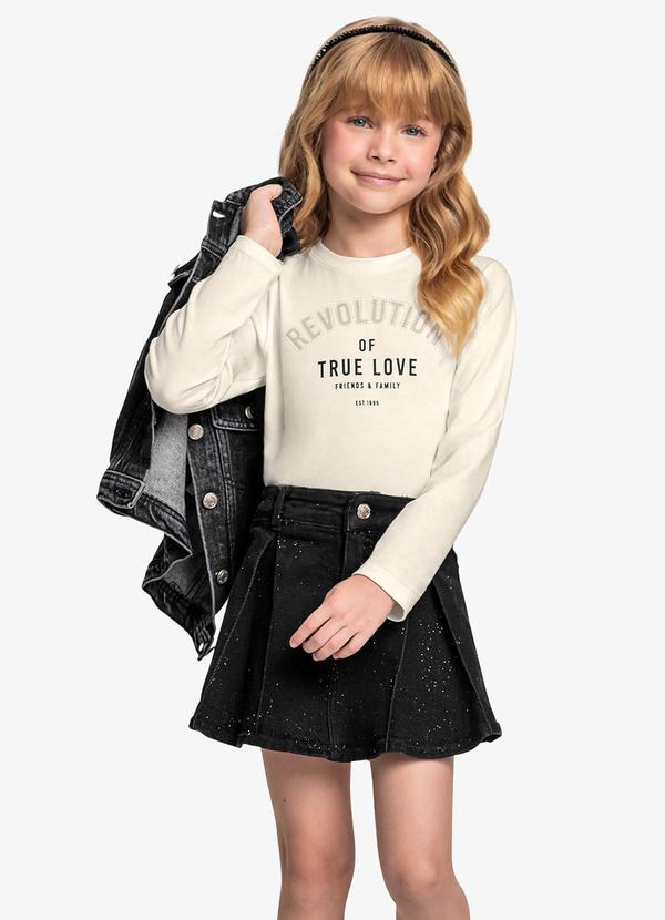 Conjunto Blusa com Shorts Saia Jeans Bege