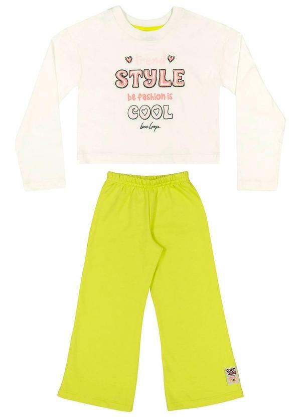Vista 2 Conjunto Blusa Cropped e Calça Off White Bee Loop Bee Loop
