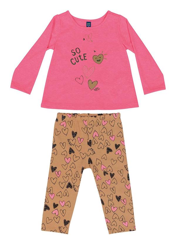 Vista 2 Conjunto Blusa e Legging Bebê Menina Rosa Bee Loop Bee Loop
