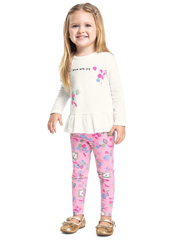 Conjunto Blusa e Legging Floral Branco
