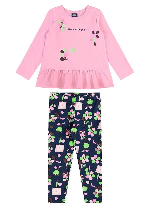 Conjunto Blusa e Legging Floral Rosa