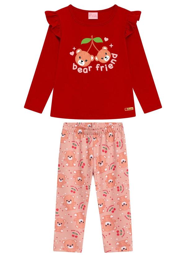 Vista 2 Conjunto Blusa e Legging Suplex Vermelho Duduka Duduka