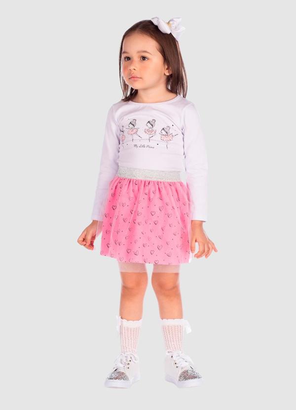 Conjunto Blusa e Saia de Tule Rosa