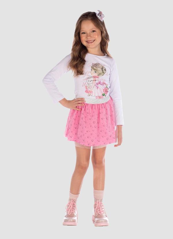 Conjunto Blusa e Saia de Tule Rosa