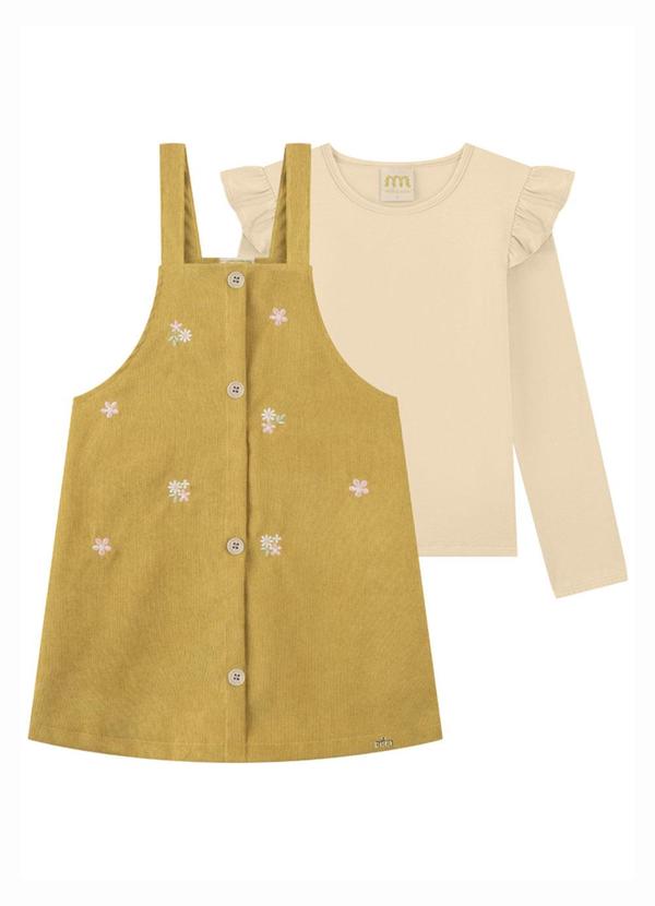 Conjunto Blusa e Salopete em Cotelê Amarelo