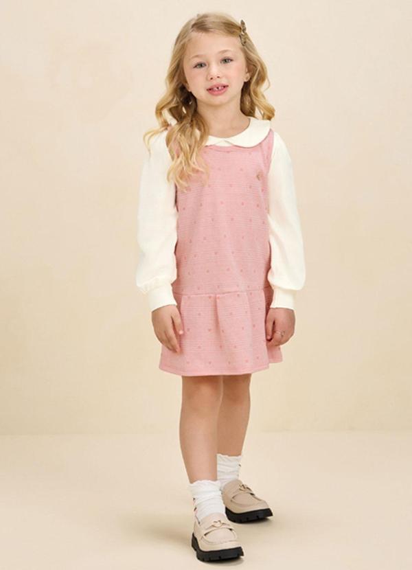 Conjunto Blusa e Salopete em Jacquard Rosa