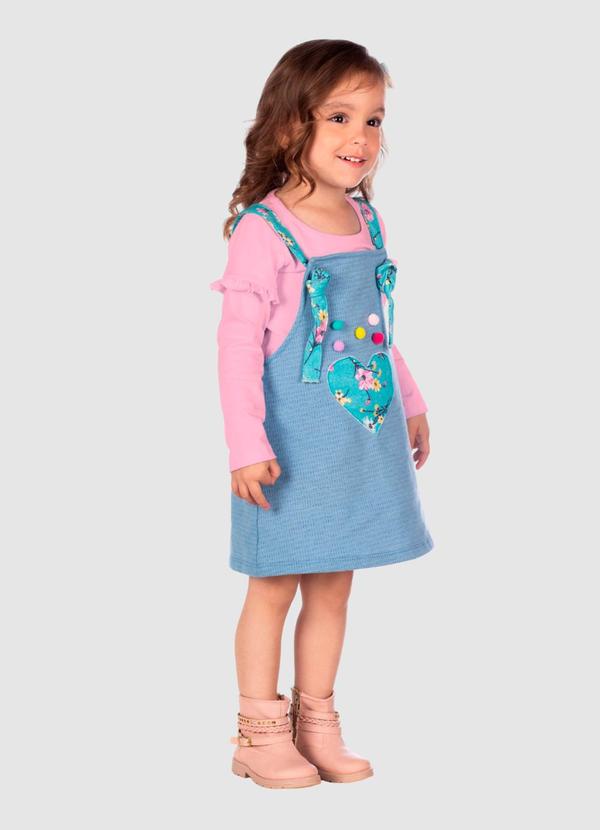 Conjunto Blusa e Salopete Moletom Azul