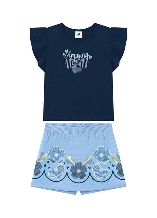 Conjunto Blusa e Short-Saia Azul