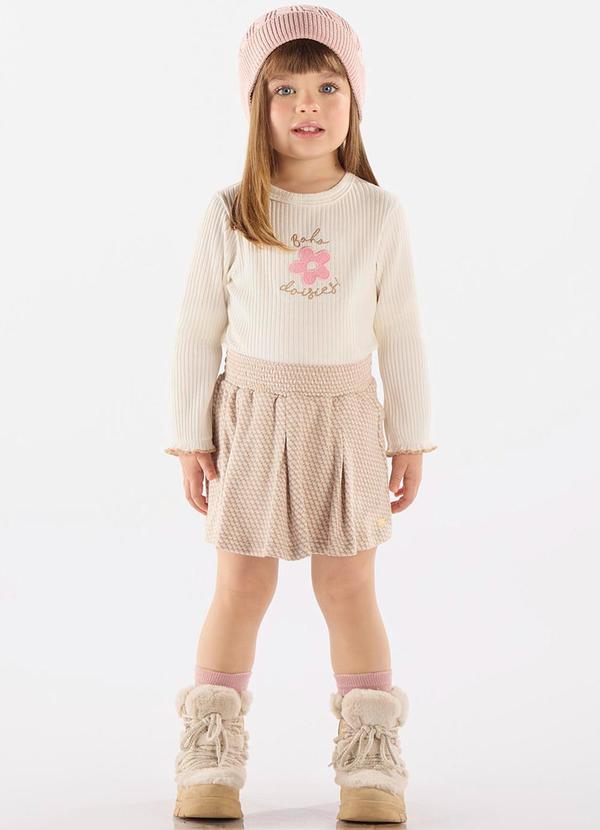 Vista 2 Conjunto Blusa e Short-Saia Bege Up Baby Up Baby