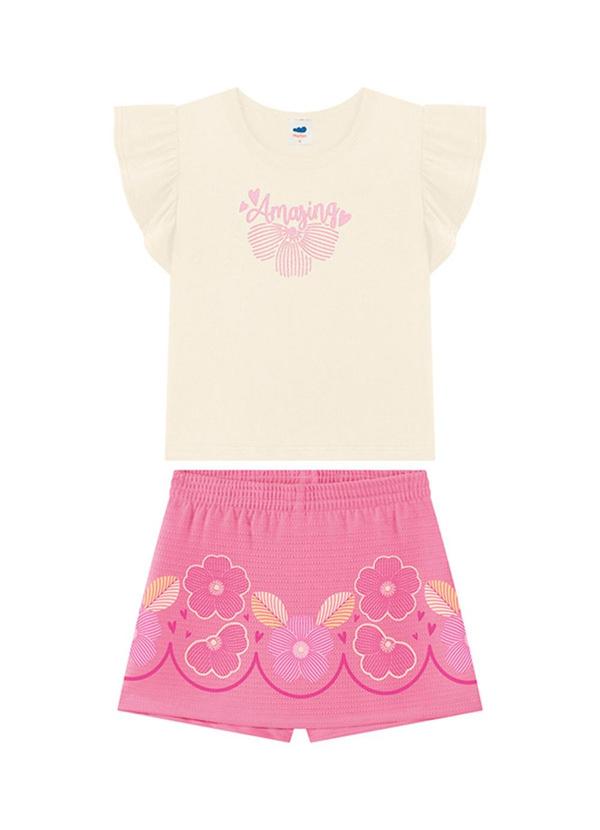Conjunto Blusa e Short-Saia Bege
