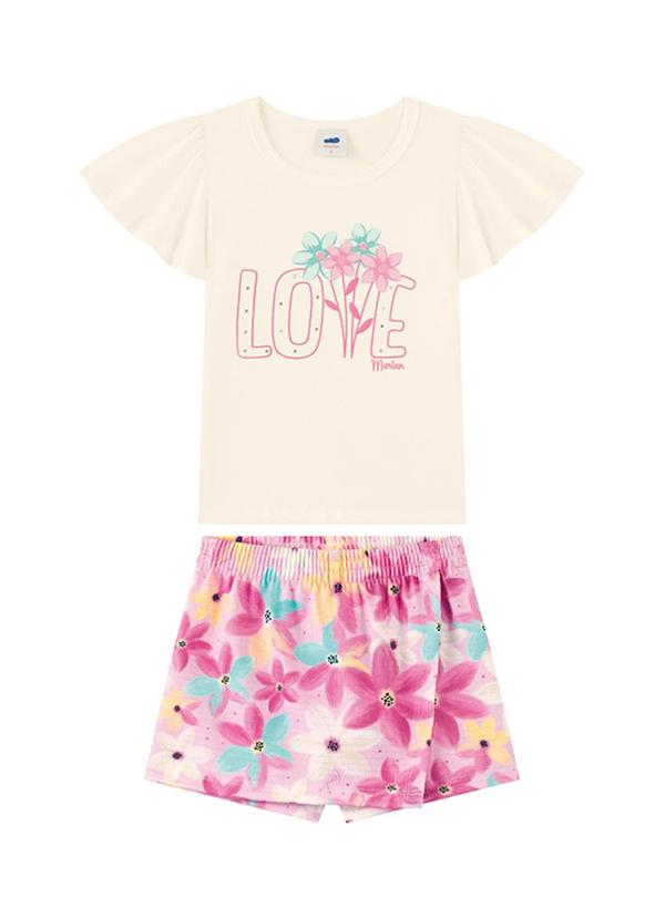 Conjunto Blusa e Short-Saia em Cotton Bege