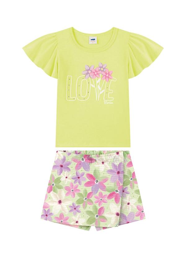 Conjunto Blusa e Short-Saia em Cotton Verde