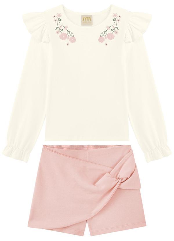 Conjunto Blusa e Short/Saia em Malha Bege