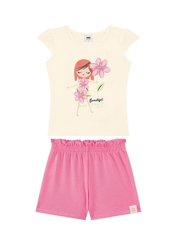 Conjunto Blusa e Shorts em Cotton Bege