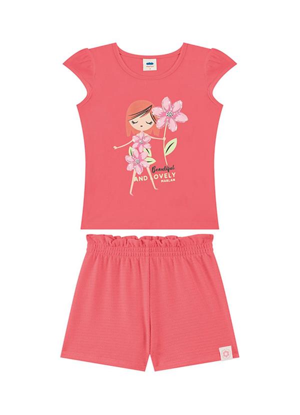 Conjunto Blusa e Shorts em Cotton Laranja