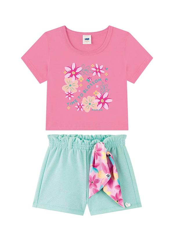 Conjunto Blusa e Shorts em Cotton Rosa