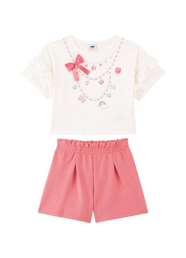Conjunto Blusa e Shorts em Gorgurinho Bege
