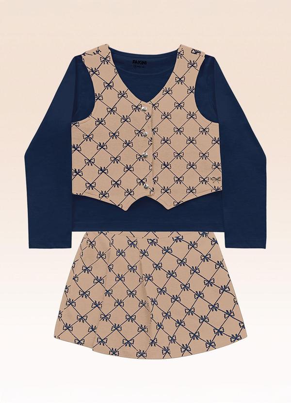 Conjunto Blusa e Shorts Saia e Colete Azul