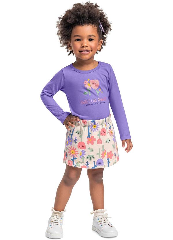 Vista 2 Conjunto Blusa e Shorts-Saia Roxo Bee Loop Bee Loop