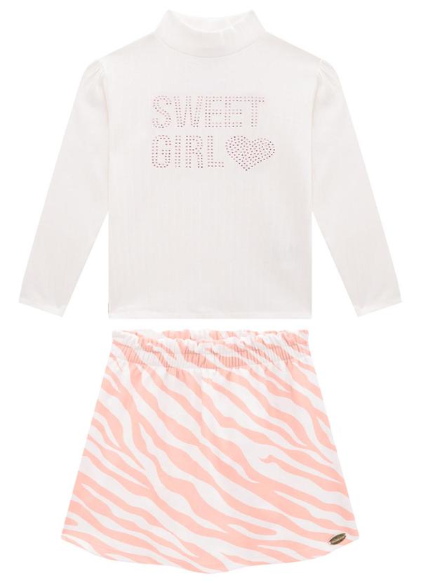 Conjunto Blusa e Shorts Saia Zebra Bege