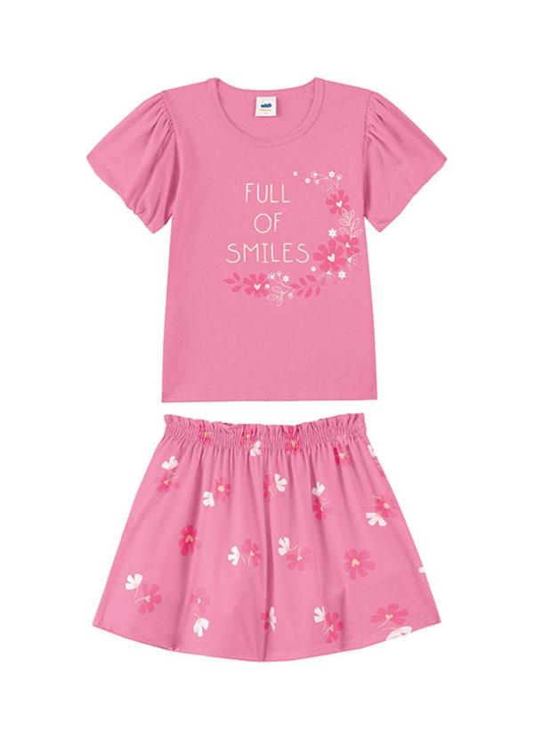 Conjunto Blusa e Shorts Toque de Flores Rosa