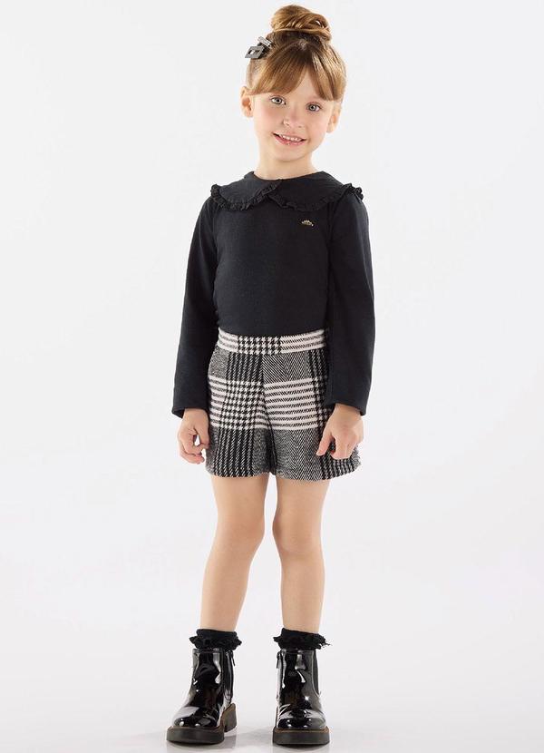Vista 2 Conjunto Blusa e Shorts Xadrez Preto Up Baby Up Baby