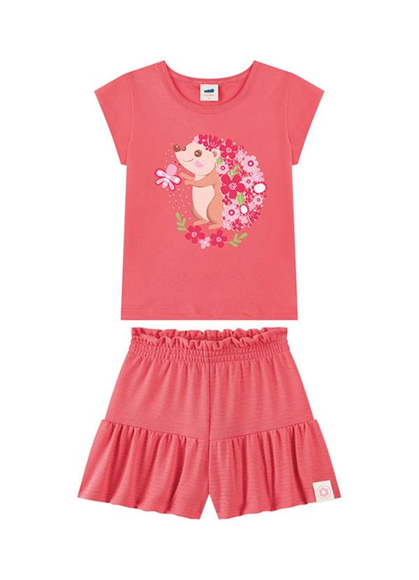 Conjunto Blusa em Meia Malha e Shorts Laranja