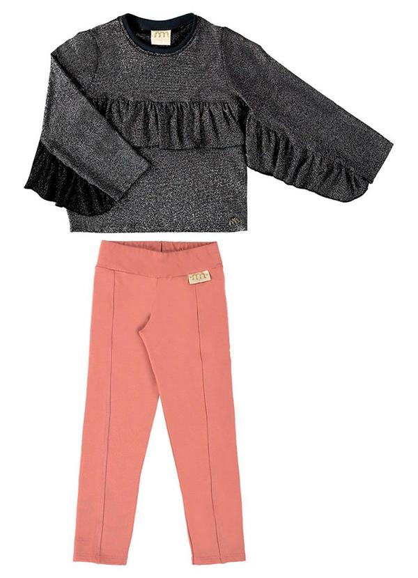 Conjunto Blusa Malha e Calça Moletinho Preto