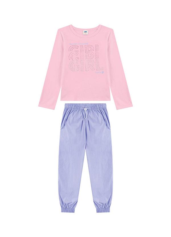 Conjunto Blusa Manga Longa e Calça Rosa