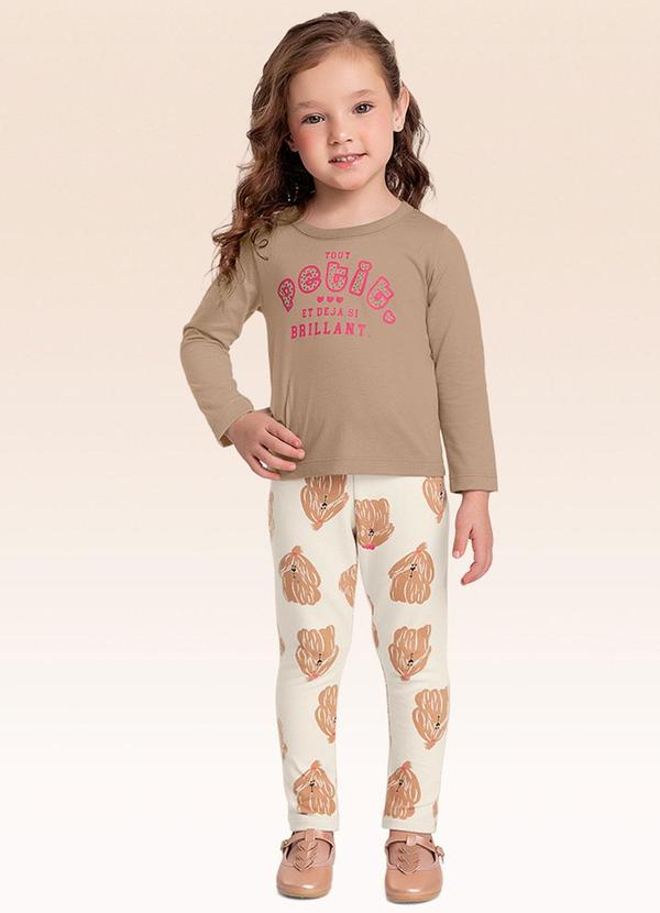 Conjunto Blusa Manga Longa e Legging Bege