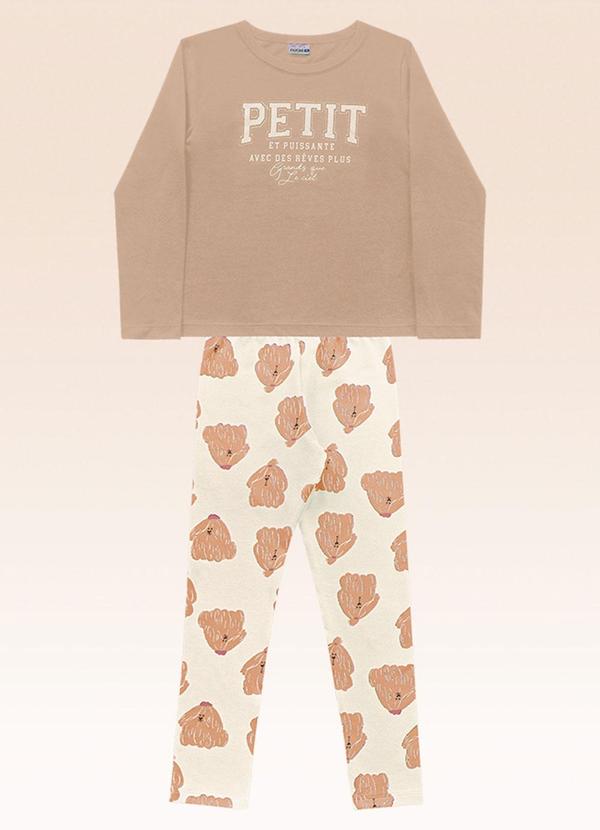 Conjunto Blusa Manga Longa e Legging Bege