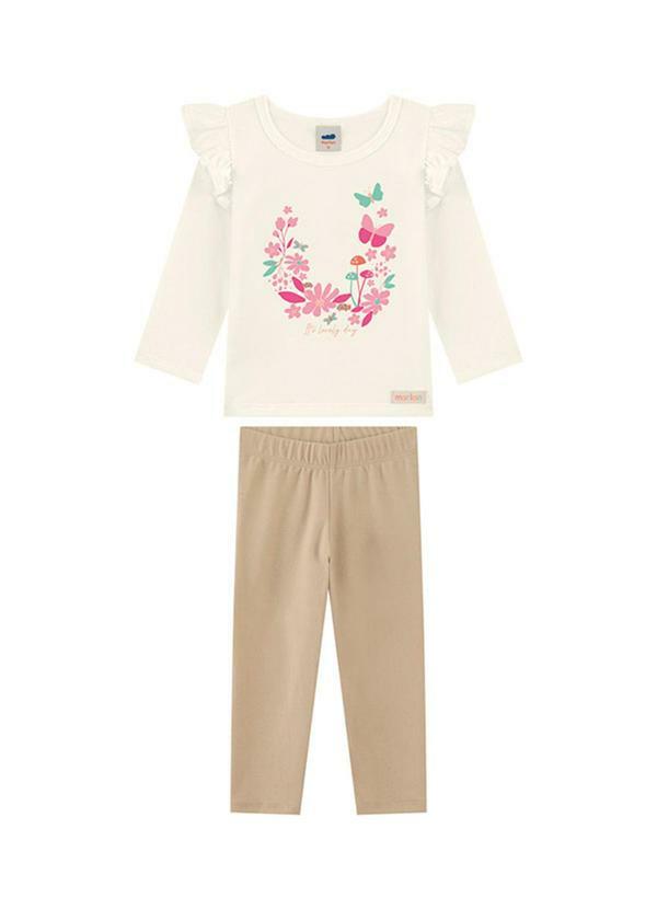 Conjunto Blusa Manga Longa e Legging Bege